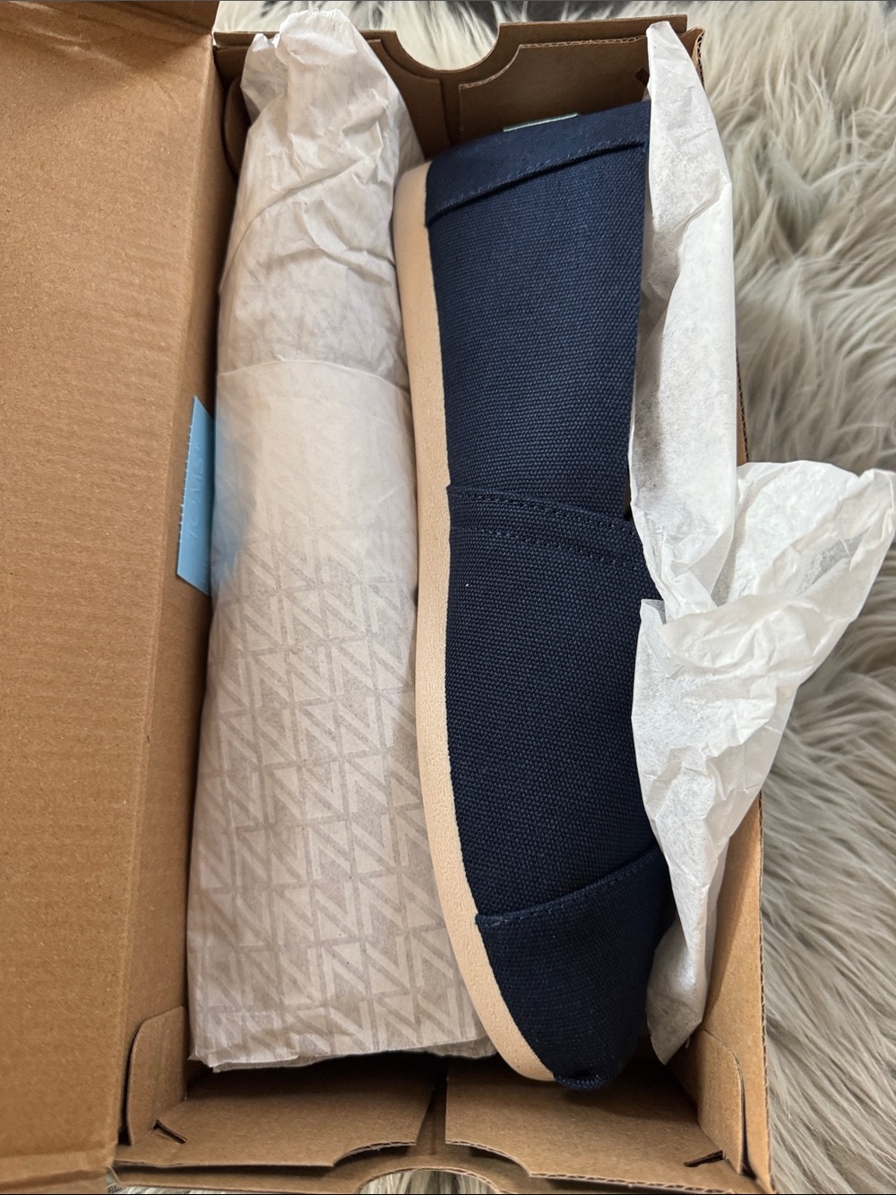 Toms Navy Canvas Slip-On with Patterned Lining